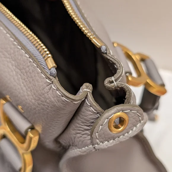 ⚡SOLD⚡NWT Chloé Marcie Satchel Bag in Cashmere Grey Grain Leather - Picture 9 of 16